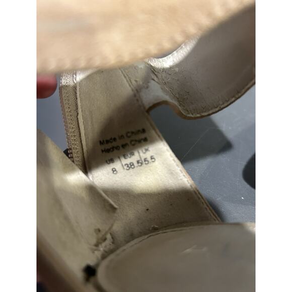 Aldo Gweasen Nude Suede Leather Strap Zipper Heels Women’s Size‎ 8 - Picture 7 of 7